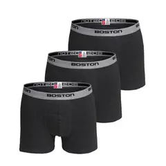 BOSTON - Pack x3 Bóxer Corto Plomo Oscuro