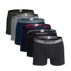 BOSTON - Pack X6 Bóxer Corto Multicolor Algodón