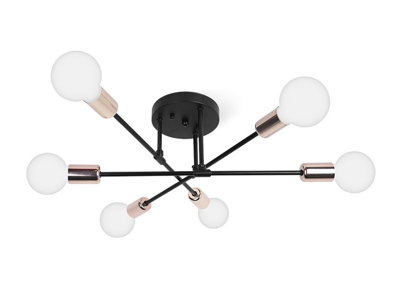 Lámpara colgante modelo araña color negro - Incluye seis bombillas