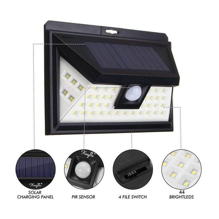 Lámpara ledcon sensor de movimiento energía solar de 44 led -