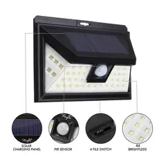 GENERICO - Lámpara ledcon sensor de movimiento energía solar de 44 led -