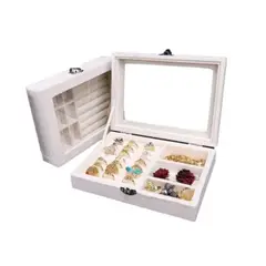 GENERICO - Joyero organizador de terciopelo para aretes y anillos