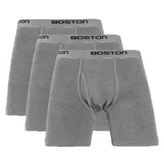 BOSTON - Pack x3 Bóxer Largo Plomo Claro