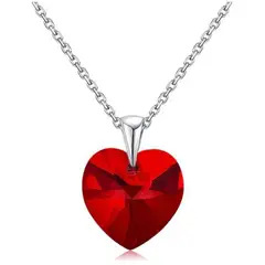 SIFRAH SHOP - Collar de Acero Plateado Para Mujer con Cristal Rojo - Regalo Romántico para Enamorar