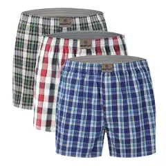 BOSTON - Pack x3 Bóxer de Tela Plana con Diseño a Cuadros