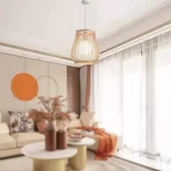 GENERICO - Lámpara colgante de madera estilo linterna
