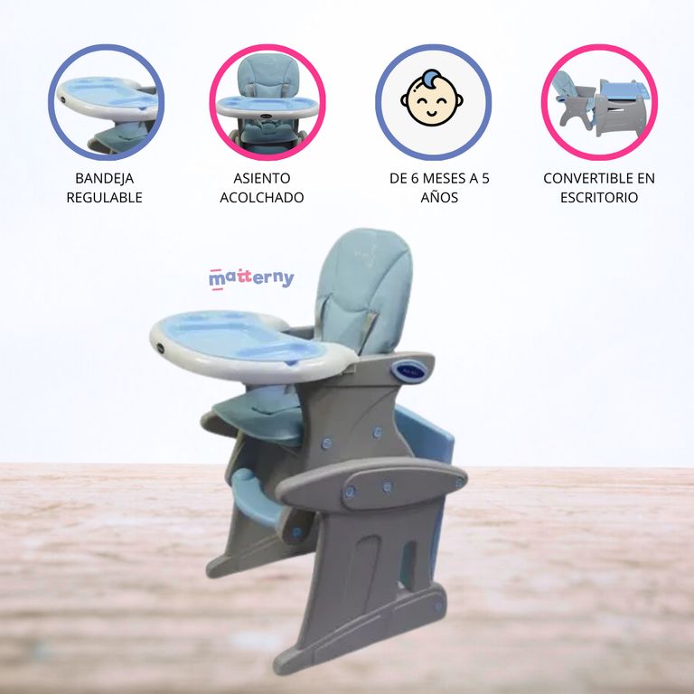 Silla de Comer Escritorio para Bebé «MAGIC» Light Blue