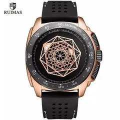 RUIMAS - Reloj Acero Oro Rosa Negro y Silicona Negro RUI-28