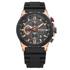 RUIMAS - Reloj Acero Oro Rosa Negro y Silicona Negro RUI-23