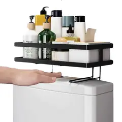 ELMEJORPRECIO - Organizador De Baño Sobre Inodoro De 1 Nivel Con Adhesivo Negro