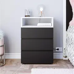 VILLA HOGAR - Velador Bruss negro con cubo blanco