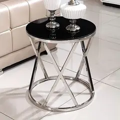 DECOR MESAS - Mesa Lateral Circular Dark - Mármol