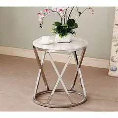 DECOR MESAS - Mesa Lateral Circular White - Mármol