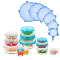 MINARI - Pack X6 Tapas de Silicona Elásticas para Táper Contendores Cocina