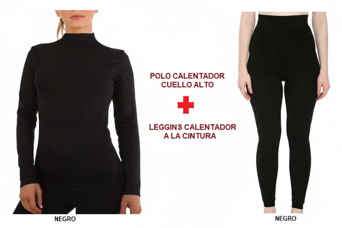 Pack Polo Calentador Cuello Alto + Leggins Forro Micropolar Viaje Mina