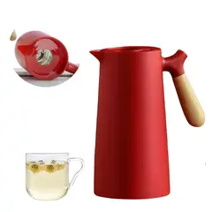 ELMEJORPRECIO - Jarra Termo Estilo Europeo De 1L Con Mango De madera Rojo