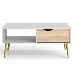 VENTITAS HOME - Mesa de centro vintage julissa color blanco y duna