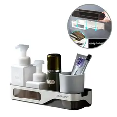 ELMEJORPRECIO - Repisa Desmontable Con Adhesivo Para Baño Cocina Ducha Gris