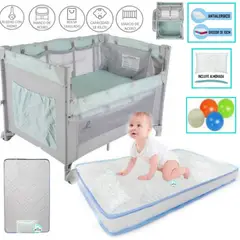 INFANTI - Corral Cuna Always Together + Colchón para bebe CELESTE