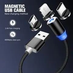 GENERICO - Cable magnético de carga rápida para iphone android y tipo c