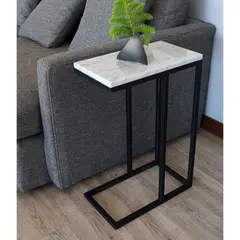 DECOR MESAS - Mesa Lateral de Mármol Vintage White