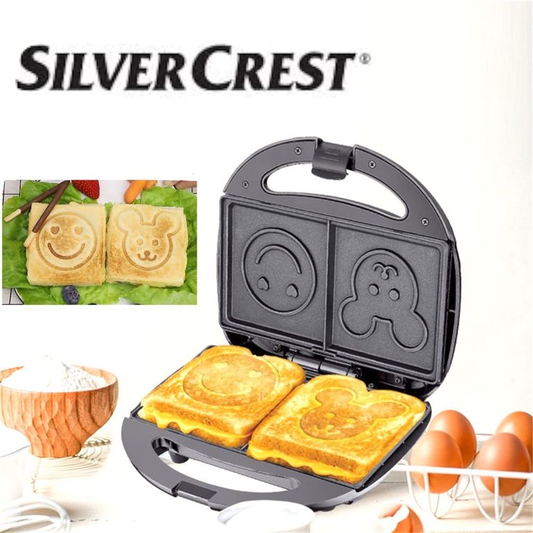 Sanguchera eléctrica antiadherente de metal silver crest 750watts