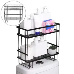 ELMEJORPRECIO - Organizador de Baño 2 Niveles Sobre el Inodoro Ahorra Espacio Negro