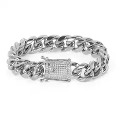 CLOCK PERU - Brazalete de Hombre en Acero Inoxidable Plateado BRA-2L