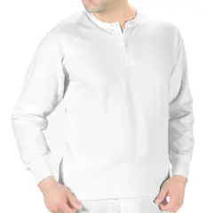 BOSTON - Camiseta Manga Larga de Franela con Botones - Blanco