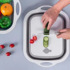 GENERICO - Tabla de picar escurridor de verduras 2 en 1