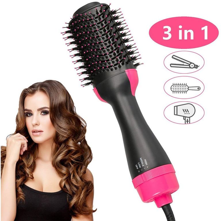 Cepillo secador cabello alisador ondulador 3 en 1 multifunción