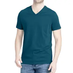 BOSTON - Polo Manga Corta Cuello V Azul Acero..