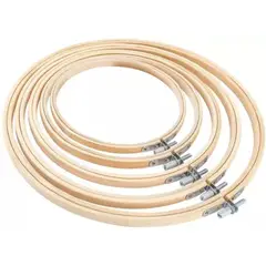 GENERICO - Kit 5 Aros Bambú Para Bordar Punto De Cruz, Punch, Pedrería
