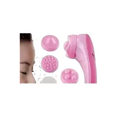 GENERICO - Masajeador facial 5 accesorios rostro y cuello+limpieza facial-rosado
