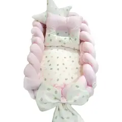 BABY MERINOS - Nido colecho trenzado - Nubecitos Rosado