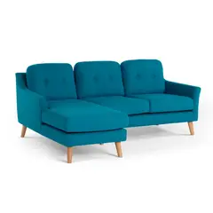 YOLODECORO - Sofá Esquinero Rufus 3 Cuerpos Con Chaise Longue Izquierdo Azul