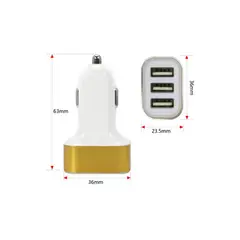 GENERICO - Cargador adaptador cigarrera 3 puerto para carro 3.1a-dorado