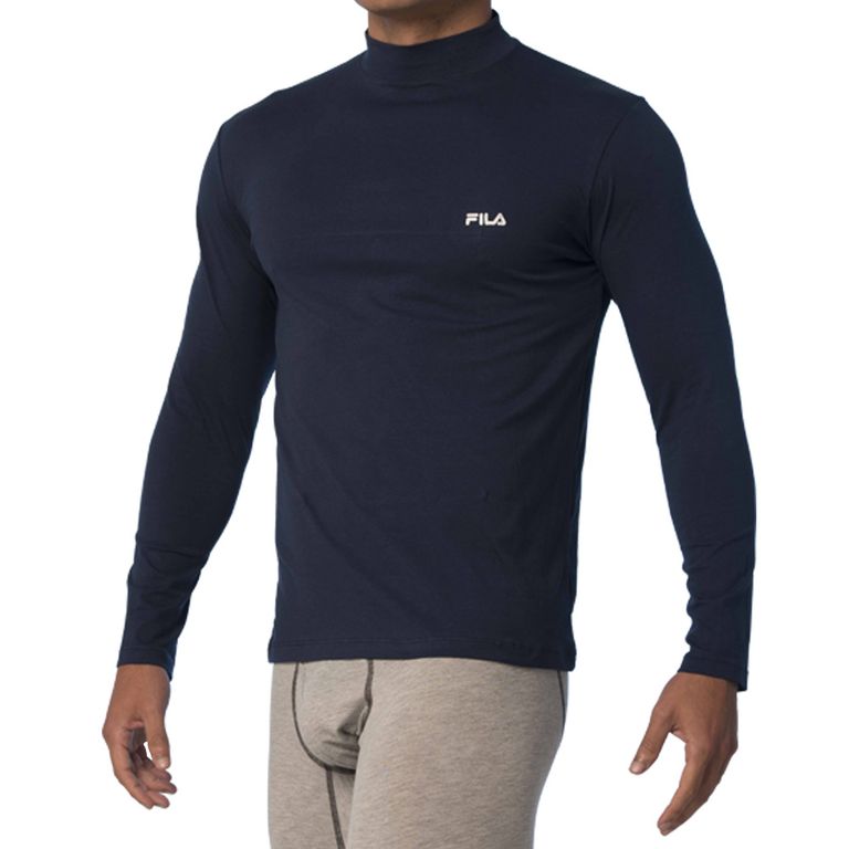 Polo Manga Larga Cuello Alto Azul Marino
