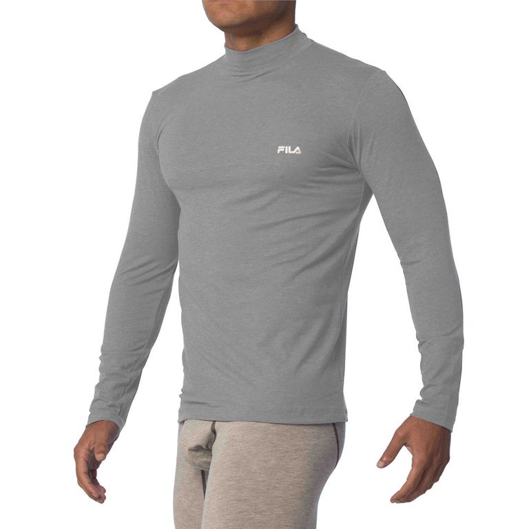Polo Manga Larga Cuello Alto Plomo Claro