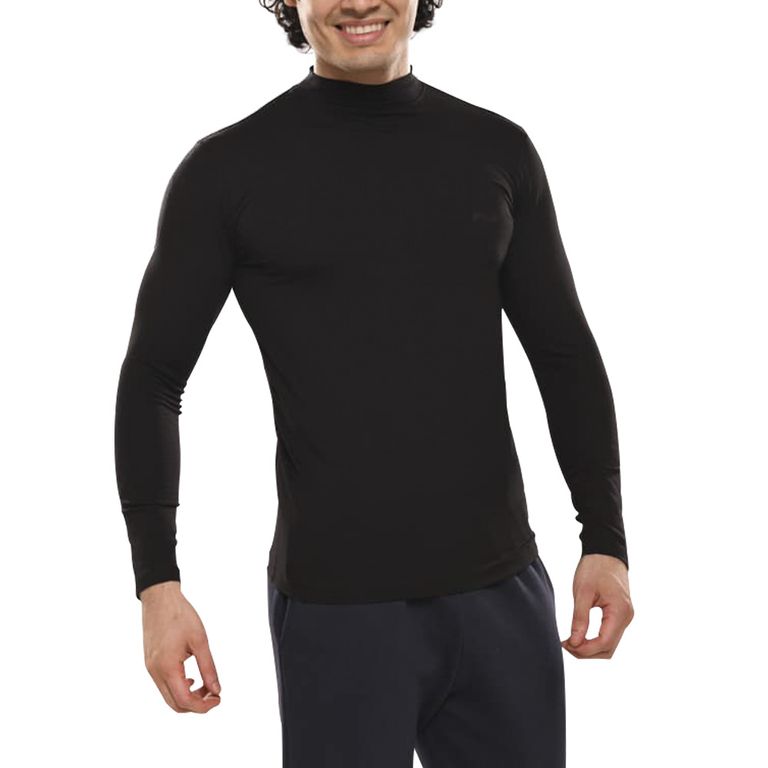 Polo Manga Larga Cuello Alto Negro