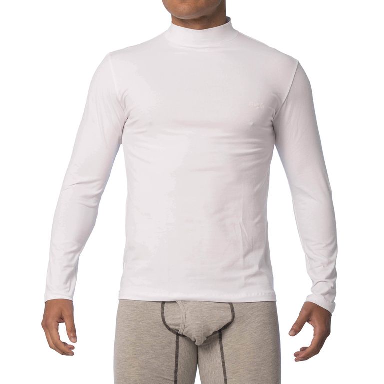 Polo Manga Larga Cuello Alto Blanco