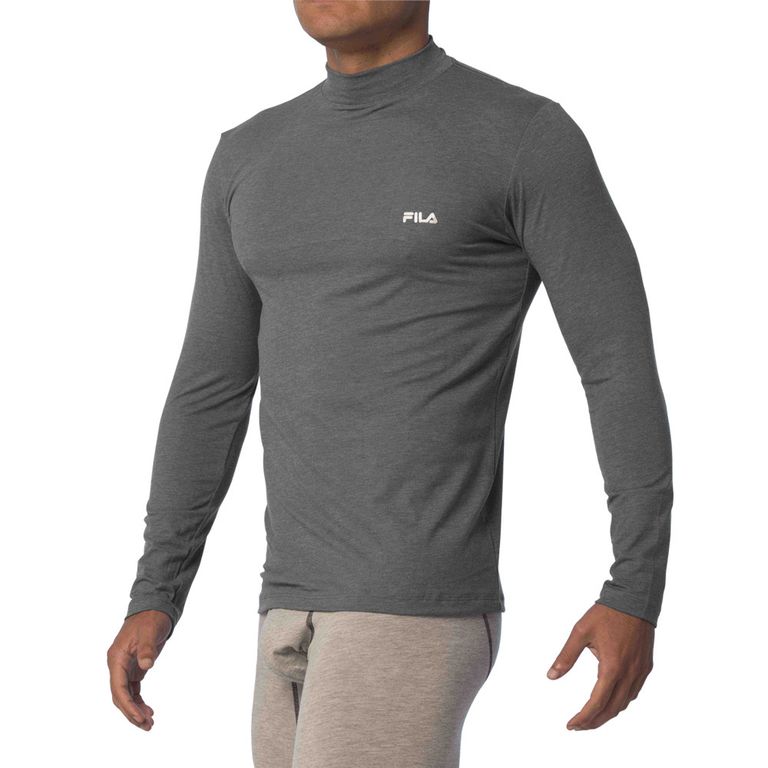 Polo Manga Larga Cuello Alto Plomo Oscuro