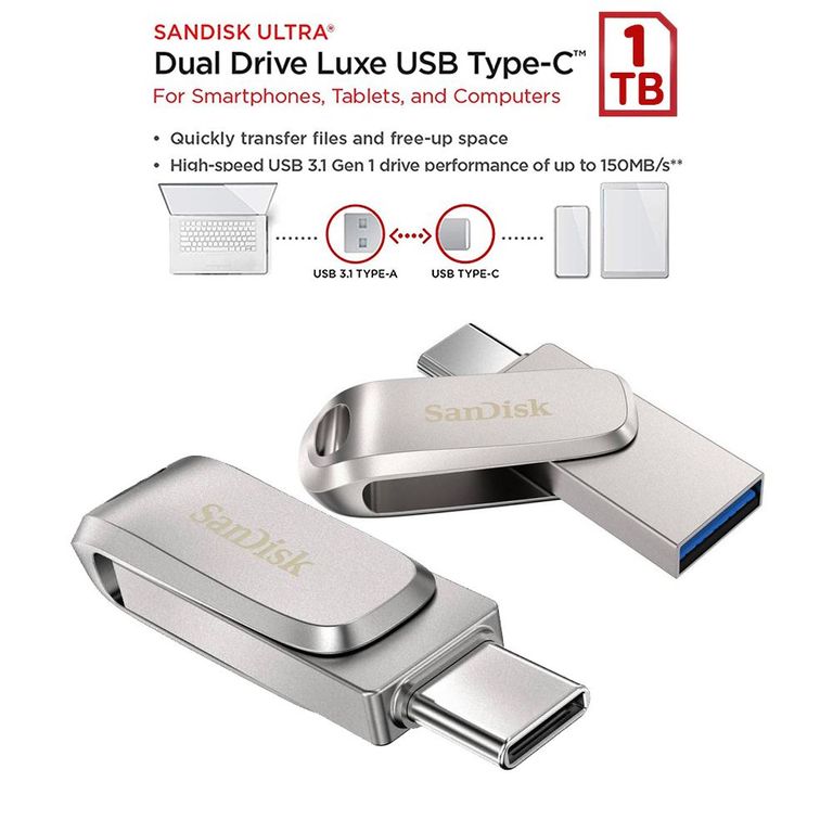 USB y USB-C Memoria Dual Drive Luxe 400Mbps 1TB