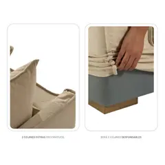 NIHM - Sofá Seccional 3 Cuerpos Kikko Beige