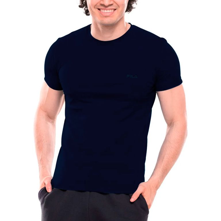 Polo Manga Corta Cuello Redondo Azul Marino
