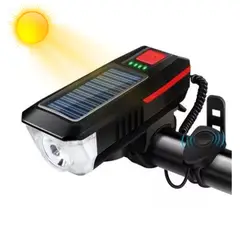 GENERICO - Luces Led Bicicleta Scooter Delantera con Timbre Solar Recargable