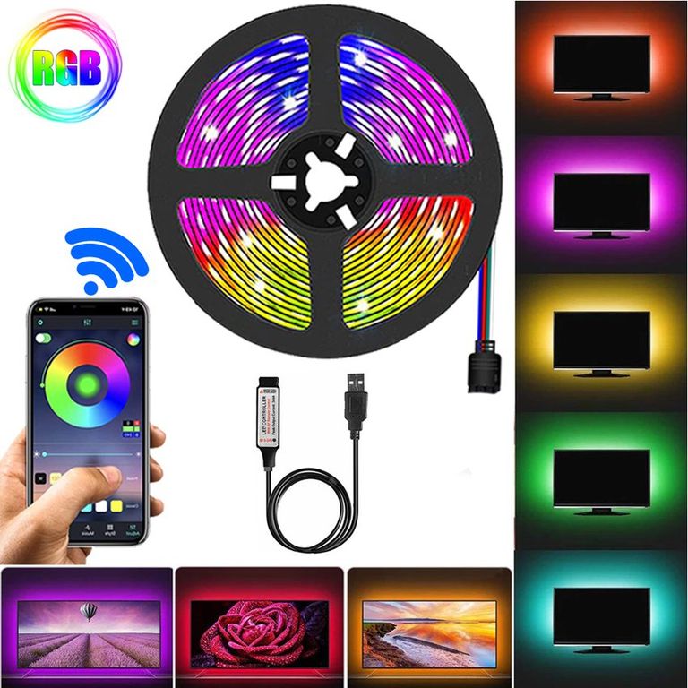Cinta led rgb 5050 3 metros / bluetooth app smart tv, decoración
