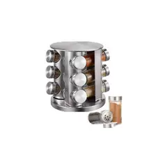 KAST PE - Condimentero Giratorio Especiero Acero Inoxidable 12 Piezas