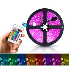 GENERICO - Cinta Tira de Luces LED RGB Retroiluminado 5M con Control Remoto