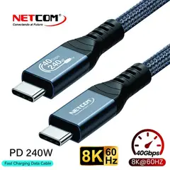 NETCOM - Cable USB-C Thunderbolt 4 60Hz 40Gbps 8K PD 240W 1 Metro